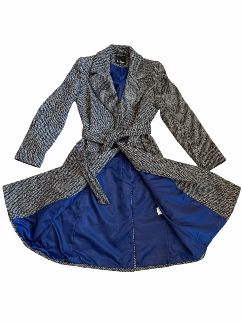 Sam Edelman Belted Tweed Wrap Coat Grey Multi Classic Size 10